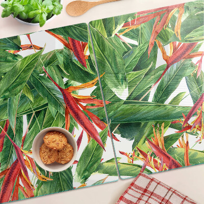 Glazen snijplanken Tropische bladeren en bloemen