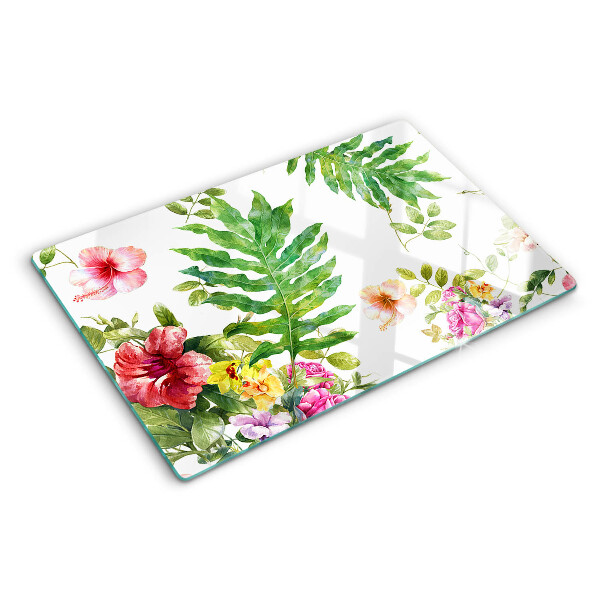 Snijplanken van glas Bloemenpatroon met bladeren