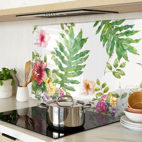 Snijplanken van glas Bloemenpatroon met bladeren