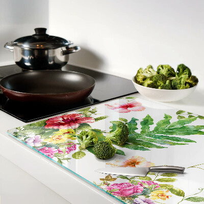 Snijplanken van glas Bloemenpatroon met bladeren