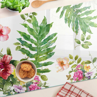 Snijplanken van glas Bloemenpatroon met bladeren