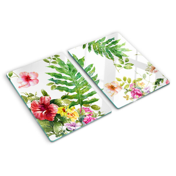 Snijplanken van glas Bloemenpatroon met bladeren