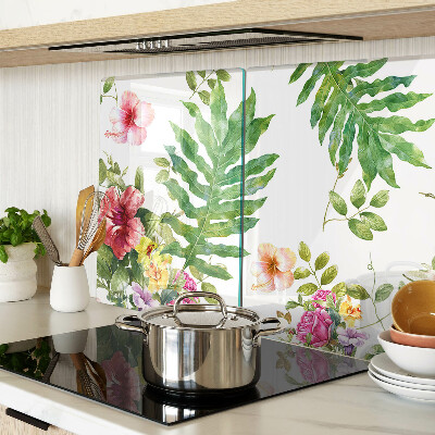 Snijplanken van glas Bloemenpatroon met bladeren