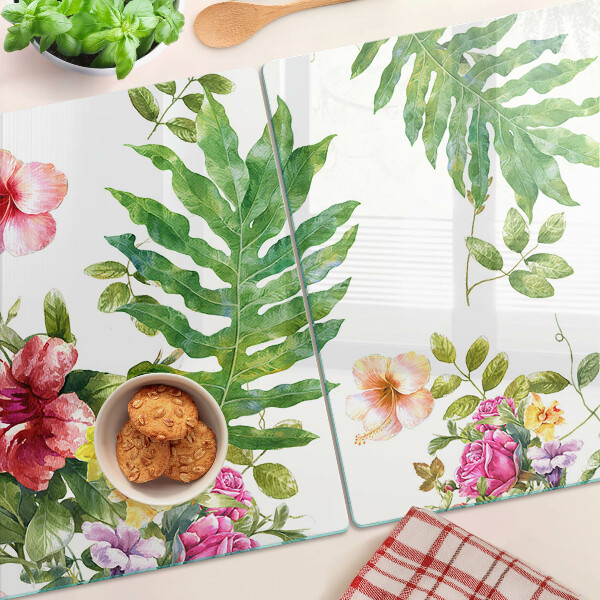 Snijplanken van glas Bloemenpatroon met bladeren