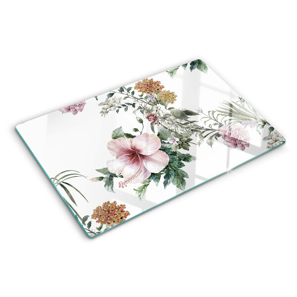 Snijplanken glas Bloemenpatroon met hibiscus