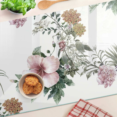 Snijplanken glas Bloemenpatroon met hibiscus
