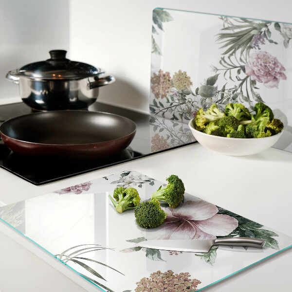 Snijplanken glas Bloemenpatroon met hibiscus