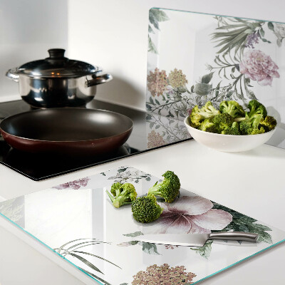 Snijplanken glas Bloemenpatroon met hibiscus