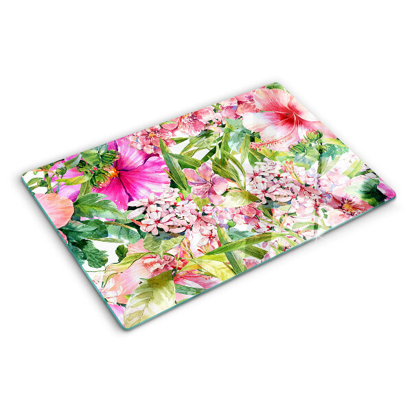 Glazen snijplanken Tropisch bloemenpatroon