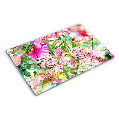 Glazen snijplanken Tropisch bloemenpatroon