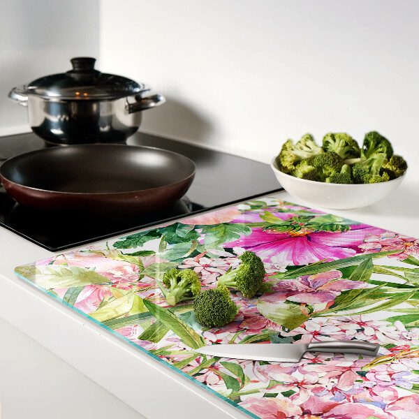 Glazen snijplanken Tropisch bloemenpatroon