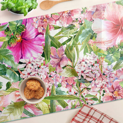 Glazen snijplanken Tropisch bloemenpatroon