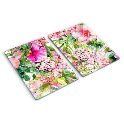 Glazen snijplanken Tropisch bloemenpatroon