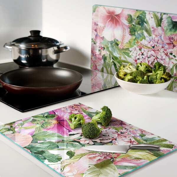 Glazen snijplanken Tropisch bloemenpatroon