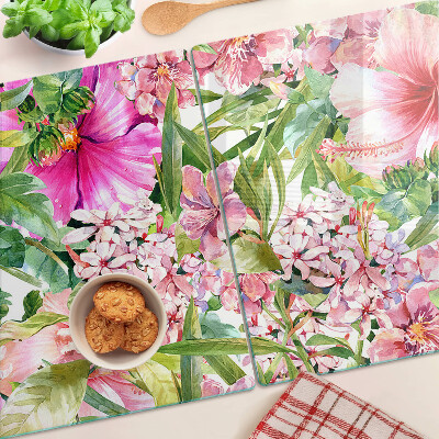Glazen snijplanken Tropisch bloemenpatroon
