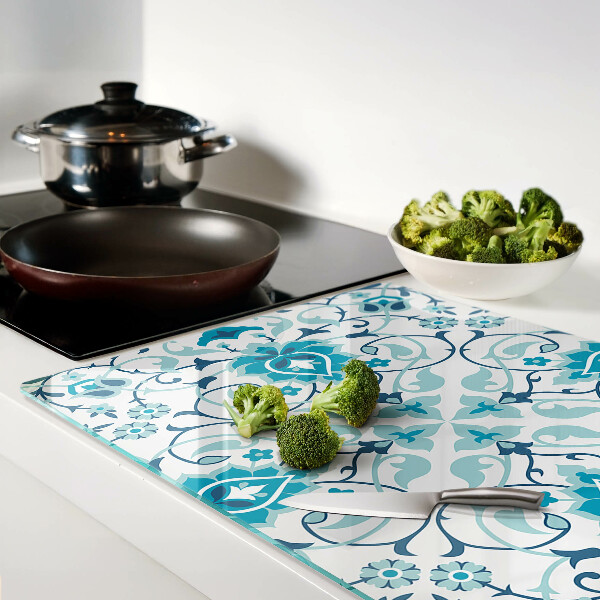 Snijplanken van glas Bloemenpatroon in verschillende blauwtinten