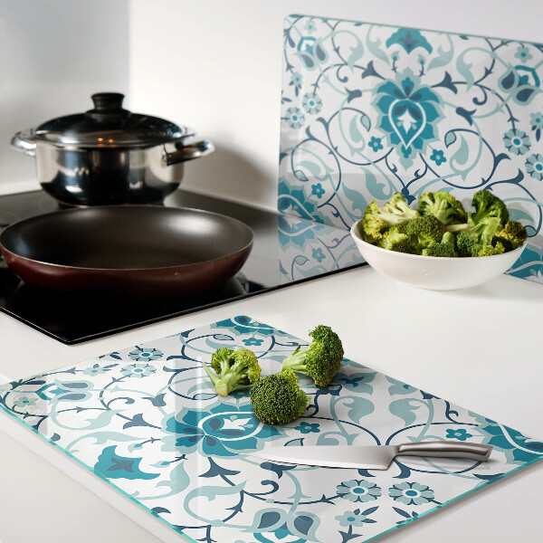 Snijplanken van glas Bloemenpatroon in verschillende blauwtinten