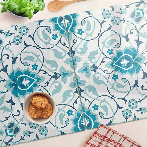 Snijplanken van glas Bloemenpatroon in verschillende blauwtinten