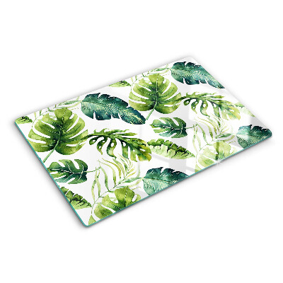 Snijplanken glas Monstera-bladeren in verschillende tinten groen