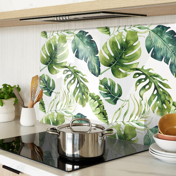 Snijplanken glas Monstera-bladeren in verschillende tinten groen