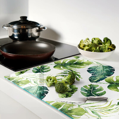 Snijplanken glas Monstera-bladeren in verschillende tinten groen