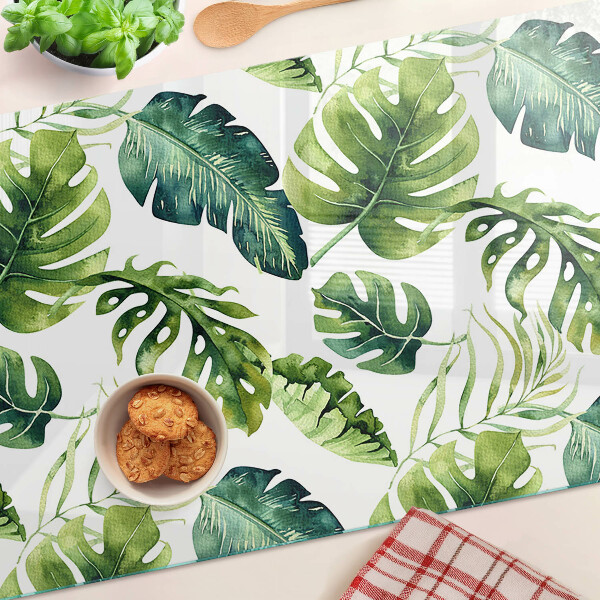 Snijplanken glas Monstera-bladeren in verschillende tinten groen