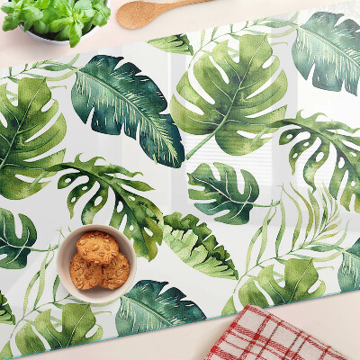 Snijplanken glas Monstera-bladeren in verschillende tinten groen