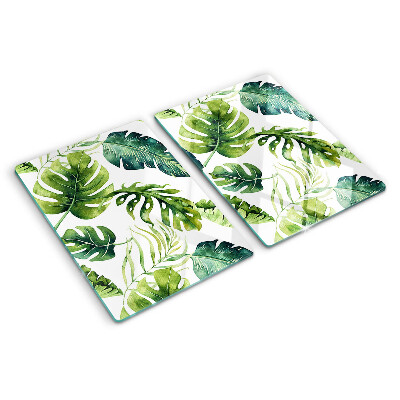 Snijplanken glas Monstera-bladeren in verschillende tinten groen