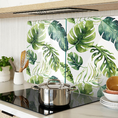 Snijplanken glas Monstera-bladeren in verschillende tinten groen