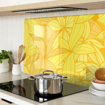 Snijplanken van glas Gele bladeren in een tropische stijl