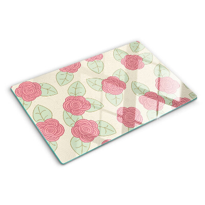 Glazen snijplanken Rozen op de bladeren