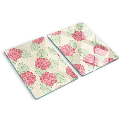 Glazen snijplanken Rozen op de bladeren