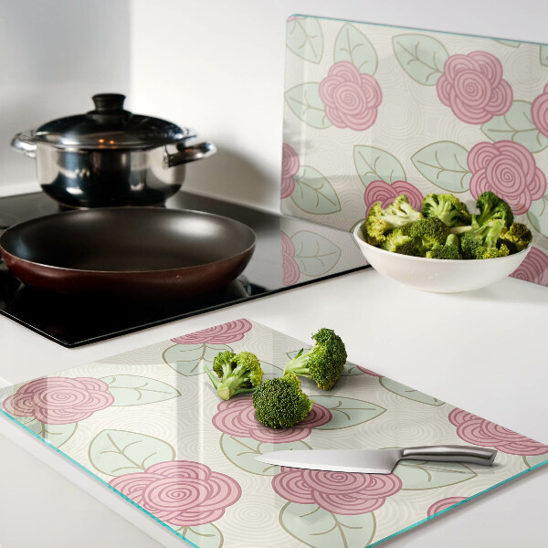 Glazen snijplanken Rozen op de bladeren