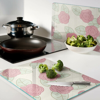 Glazen snijplanken Rozen op de bladeren