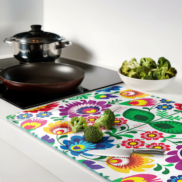 Snijplanken van glas Bloemenpatroon in volksstijl