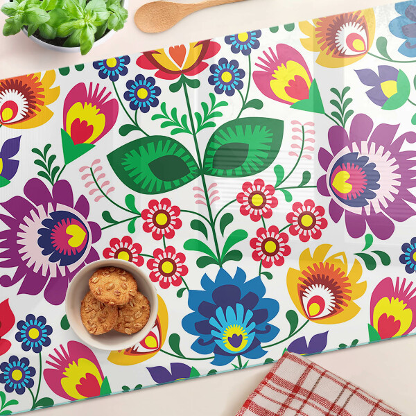 Snijplanken van glas Bloemenpatroon in volksstijl