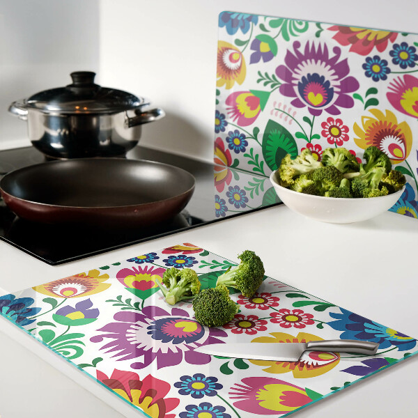 Snijplanken van glas Bloemenpatroon in volksstijl