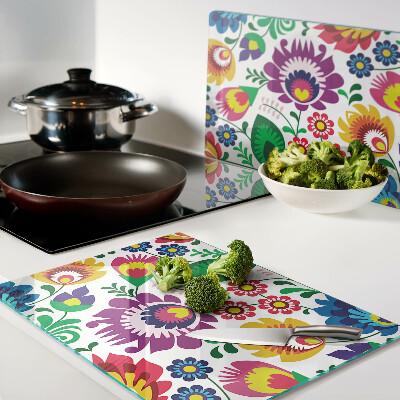 Snijplanken van glas Bloemenpatroon in volksstijl