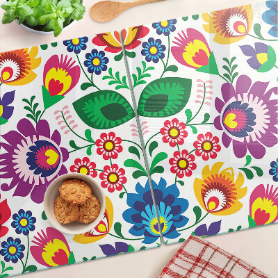 Snijplanken van glas Bloemenpatroon in volksstijl