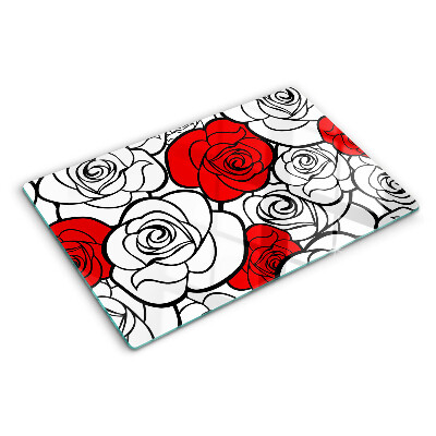 Snijplanken glas Rozen in wit en rood