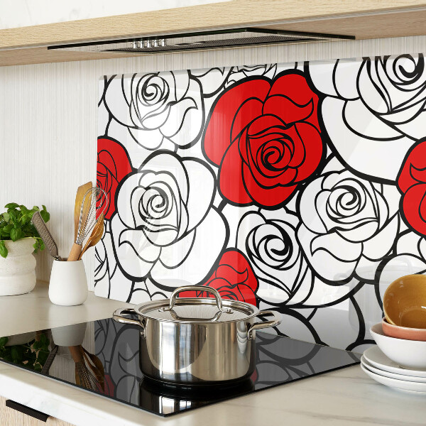 Snijplanken glas Rozen in wit en rood