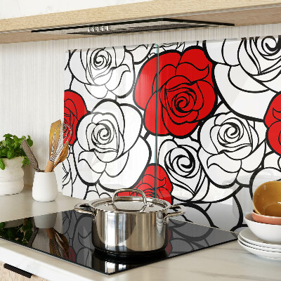 Snijplanken glas Rozen in wit en rood