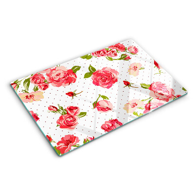 Snijplanken van glas Rozen op een witte achtergrond