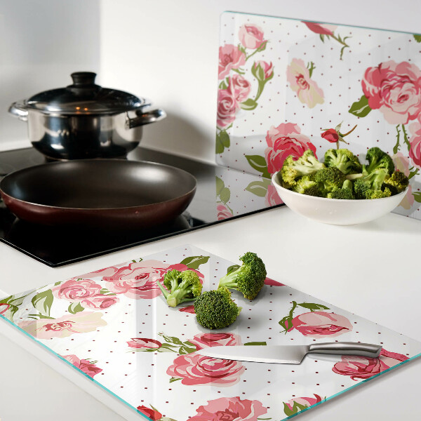 Snijplanken van glas Rozen op een witte achtergrond