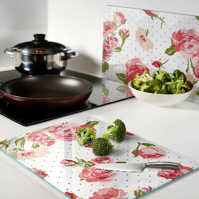 Snijplanken van glas Rozen op een witte achtergrond