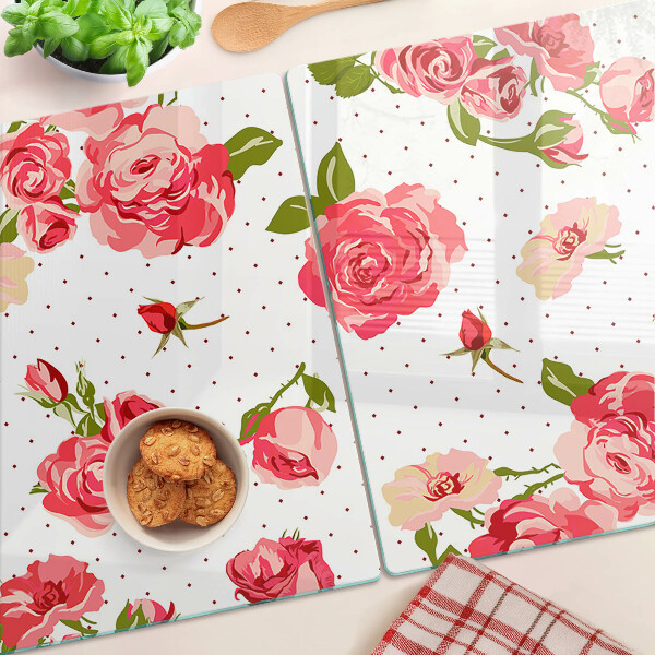 Snijplanken van glas Rozen op een witte achtergrond