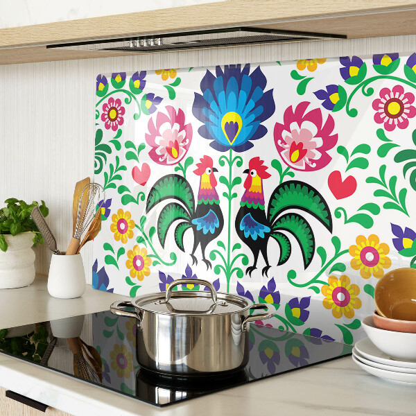 Snijplanken glas Volksmotief met hanen