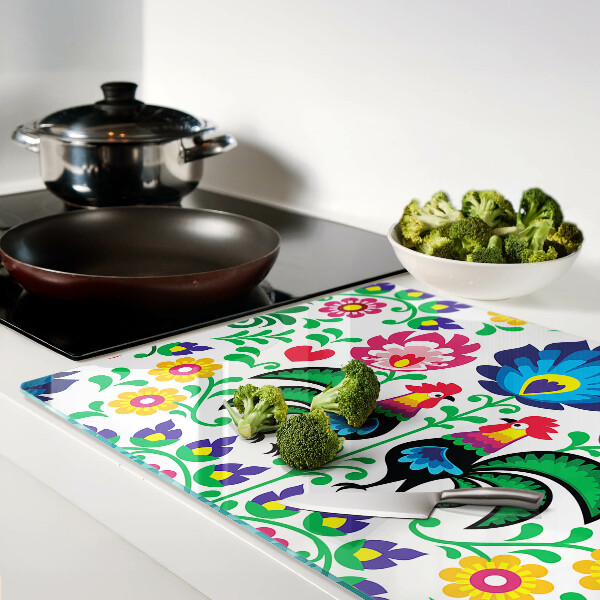 Snijplanken glas Volksmotief met hanen