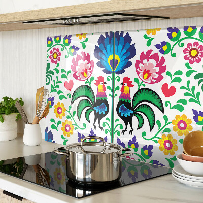 Snijplanken glas Volksmotief met hanen