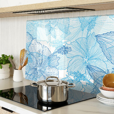 Snijplanken glas Bloemenpatroon in verschillende blauwtinten